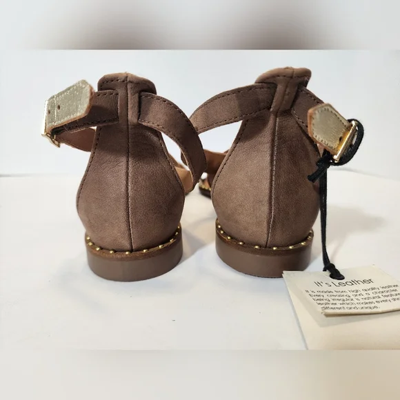 Myra Women’s Size 8 Leopard Print Gold‎ Studded Leather Sandals Boho chic READ - Picture 6 of 8